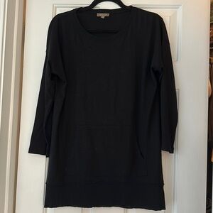 Lilla p Pima cotton modal blend pullover front pocket 3/4 sleeve small black